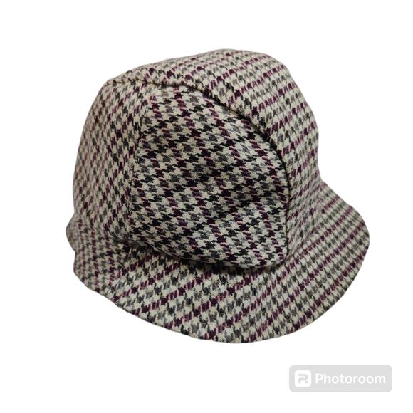 Vintage Lord and Taylor Women's Brown Houndstooth Bucket Hat Wool Made in Italy - Picture 1 of 6